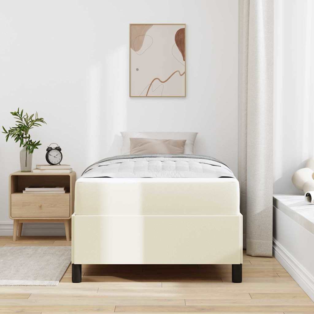 Struttura del letto con materasso Crema 90 x 190 cm Tessuto | homemem39
