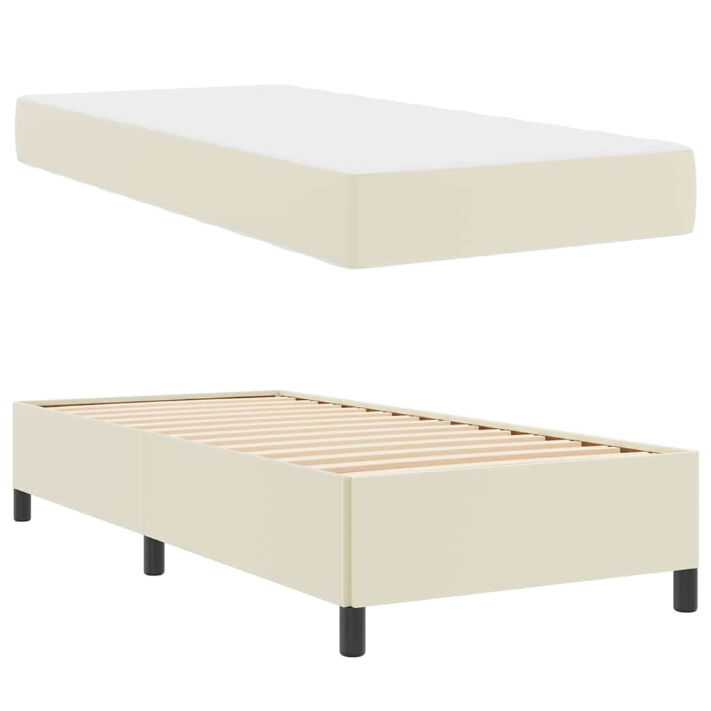 Struttura del letto con materasso Crema 90 x 190 cm Tessuto | homemem39