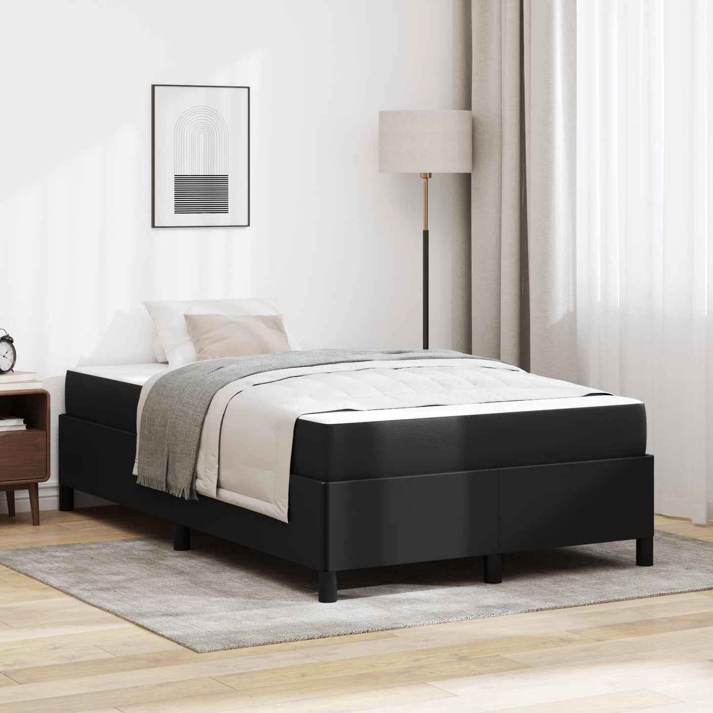 Struttura del letto con materasso Nero 120 x 190 cm Tessuto | homemem39