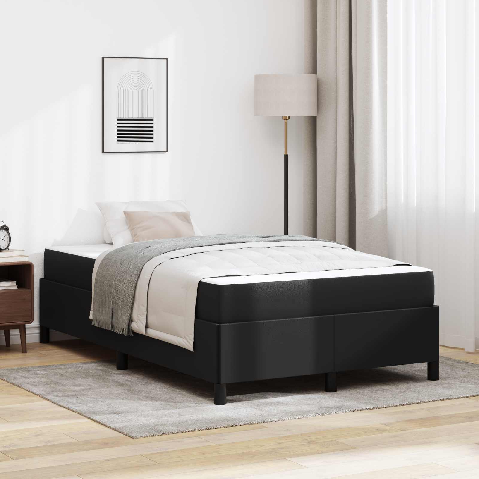 Struttura del letto con materasso Nero 120 x 190 cm Tessuto | homemem39