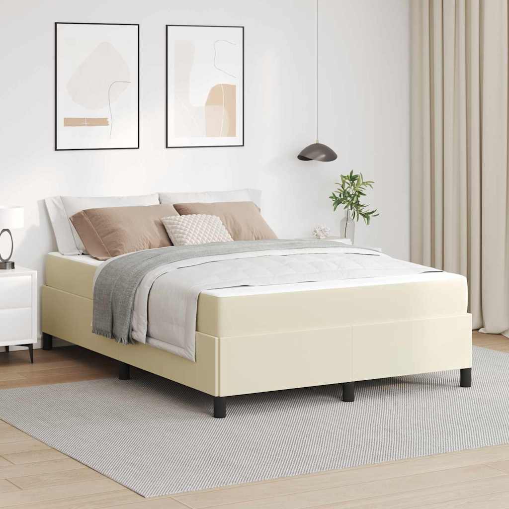 Struttura del letto con materasso Crema 140 x 190 cm Tessuto | homemem39