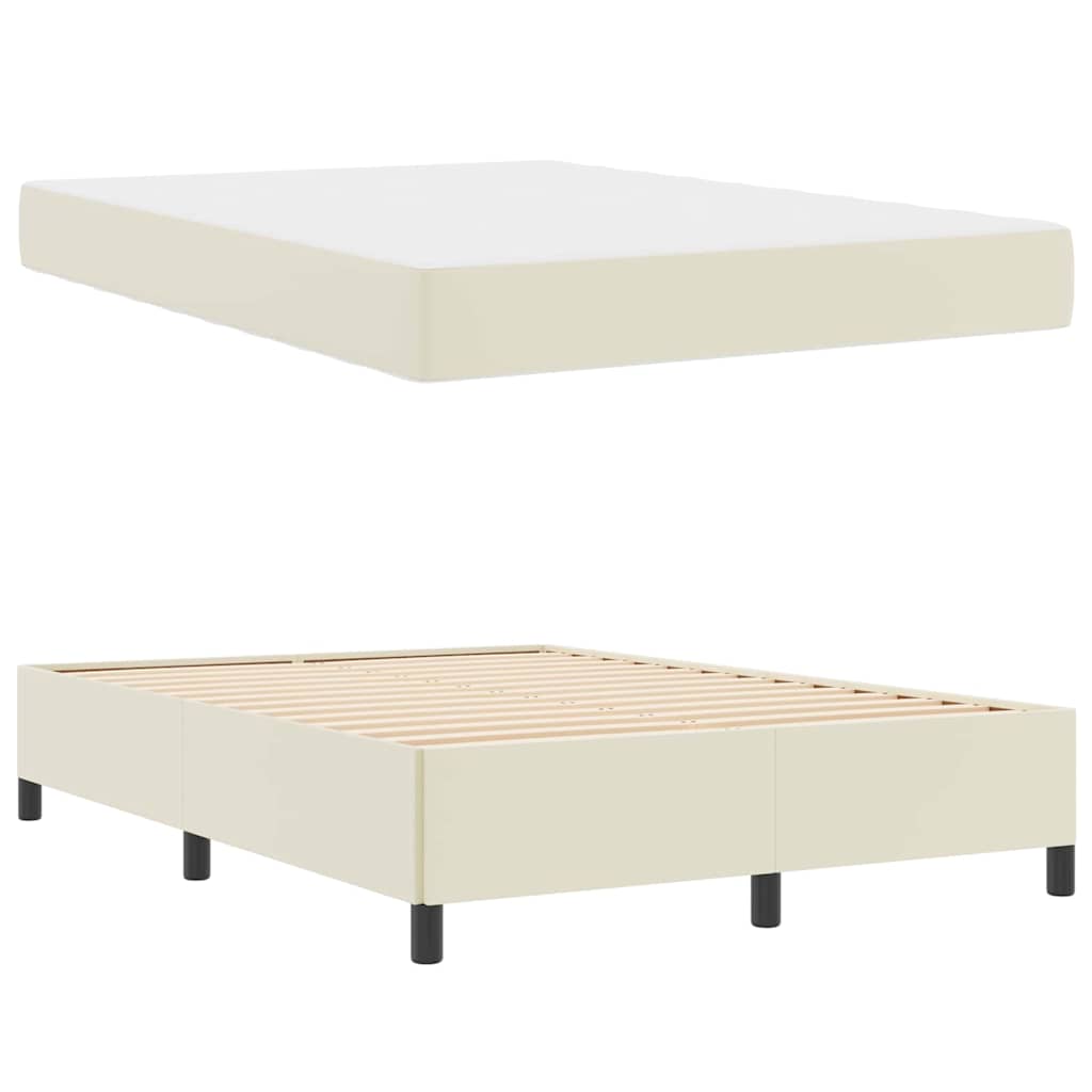 Struttura del letto con materasso Crema 140 x 190 cm Tessuto | homemem39