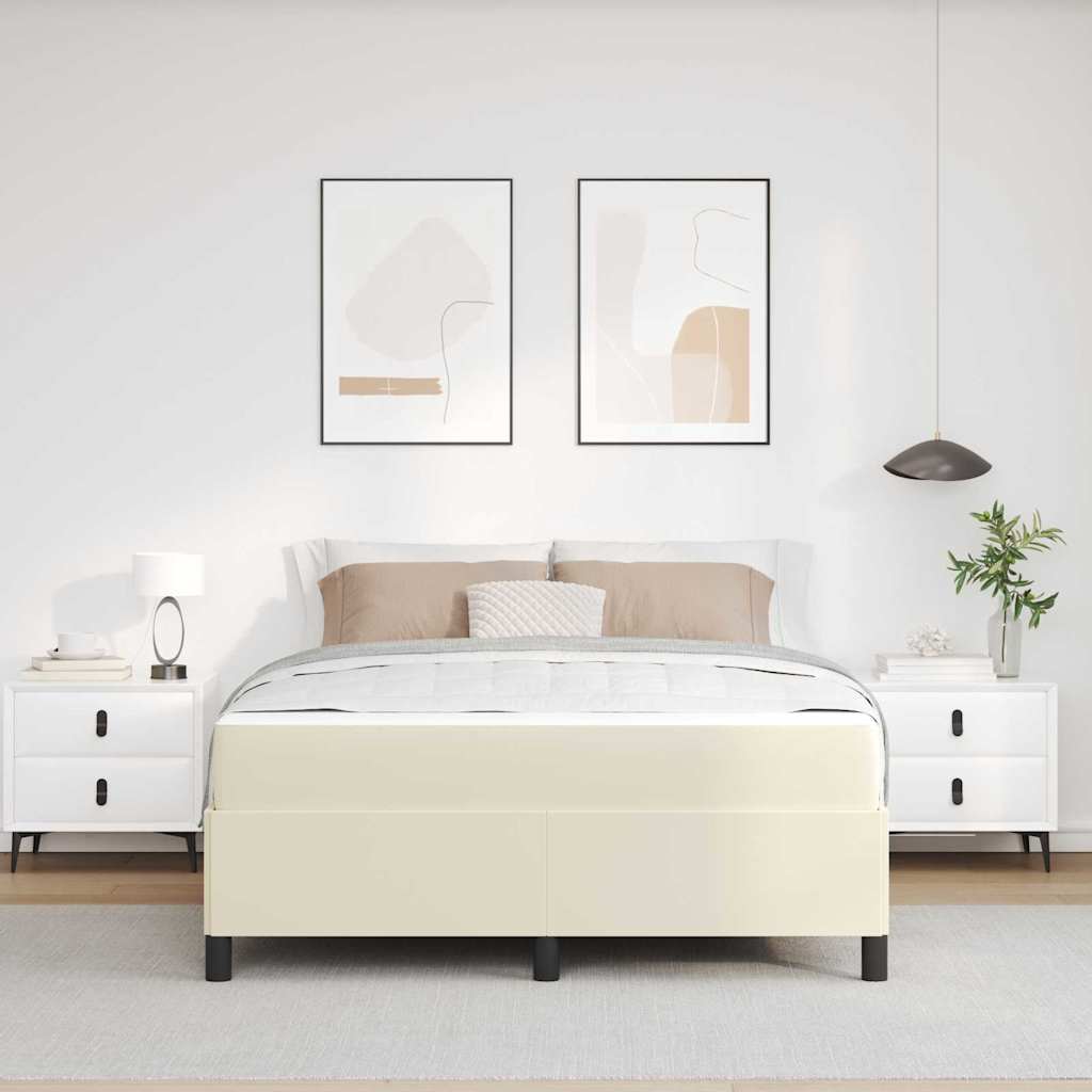 Struttura del letto con materasso Crema 140 x 200 cm Tessuto | homemem39