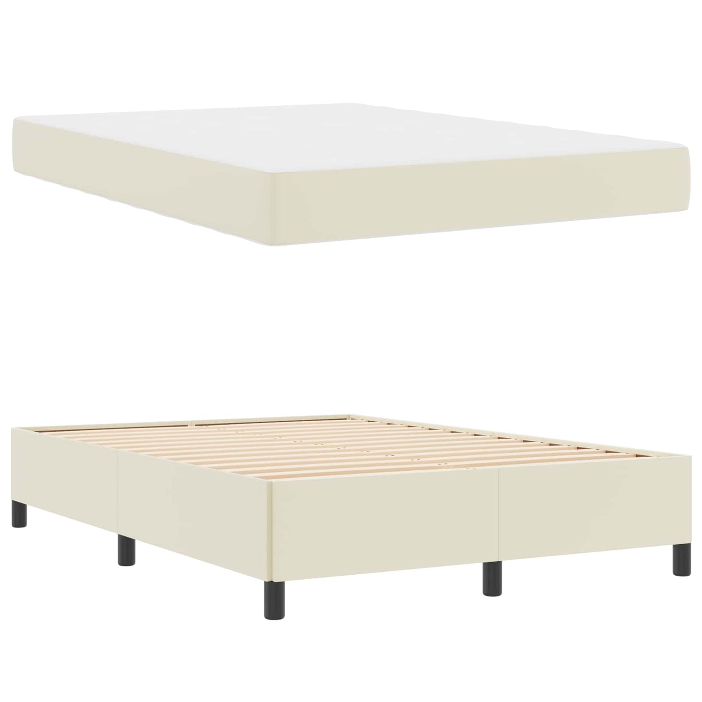 Struttura del letto con materasso Crema 140 x 200 cm Tessuto | homemem39