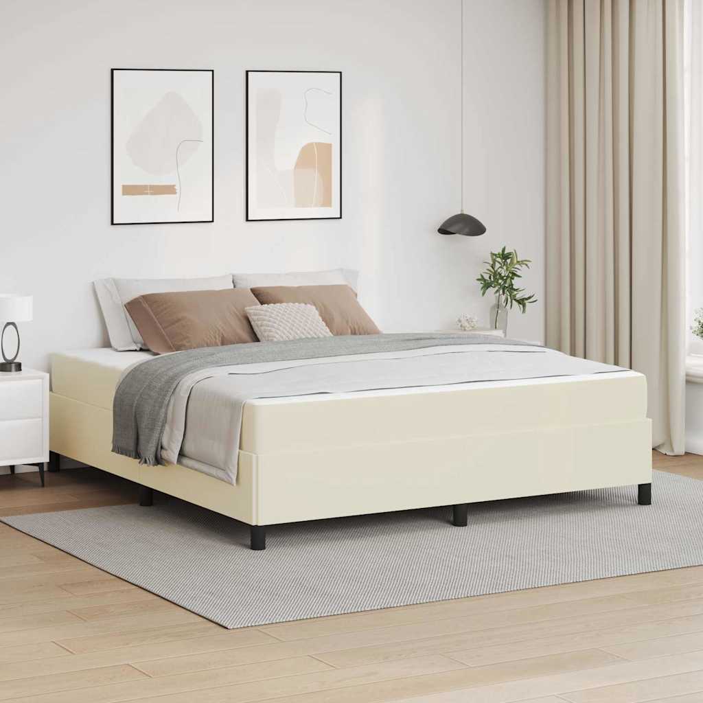 Struttura del letto con materasso Crema 180 x 200 cm Tessuto | homemem39