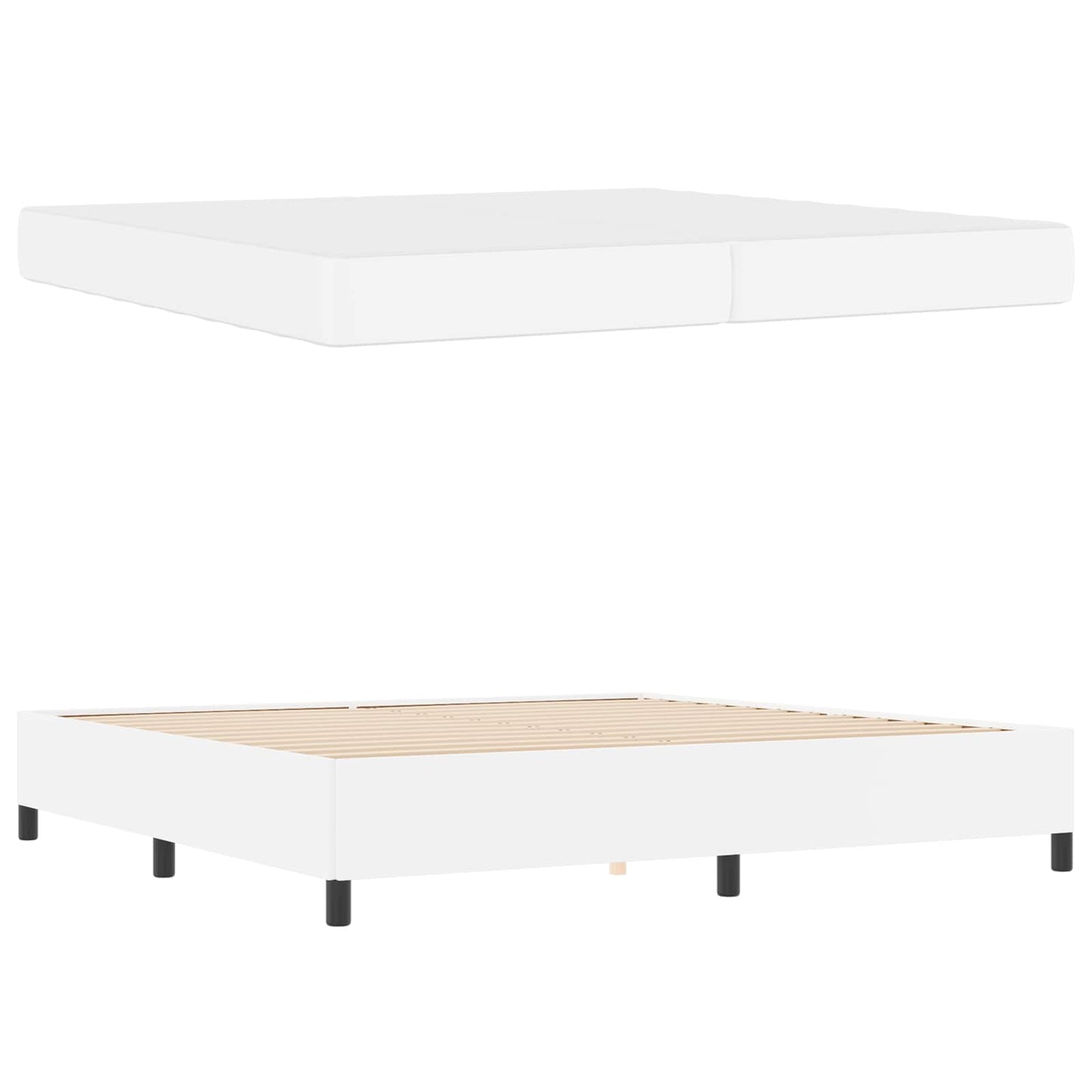 Struttura del letto con materasso Bianco 200 x 200 cm Tessuto