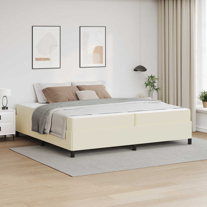 Struttura del letto con materasso Crema 200 x 200 cm Tessuto | homemem39