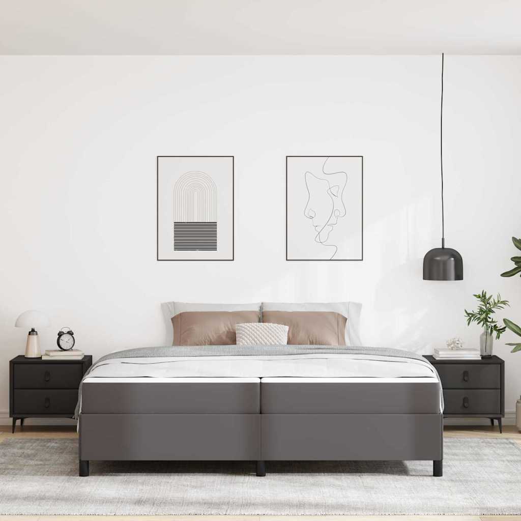 Struttura del letto con materasso Grigio 200 x 200 cm Tessuto | homemem39