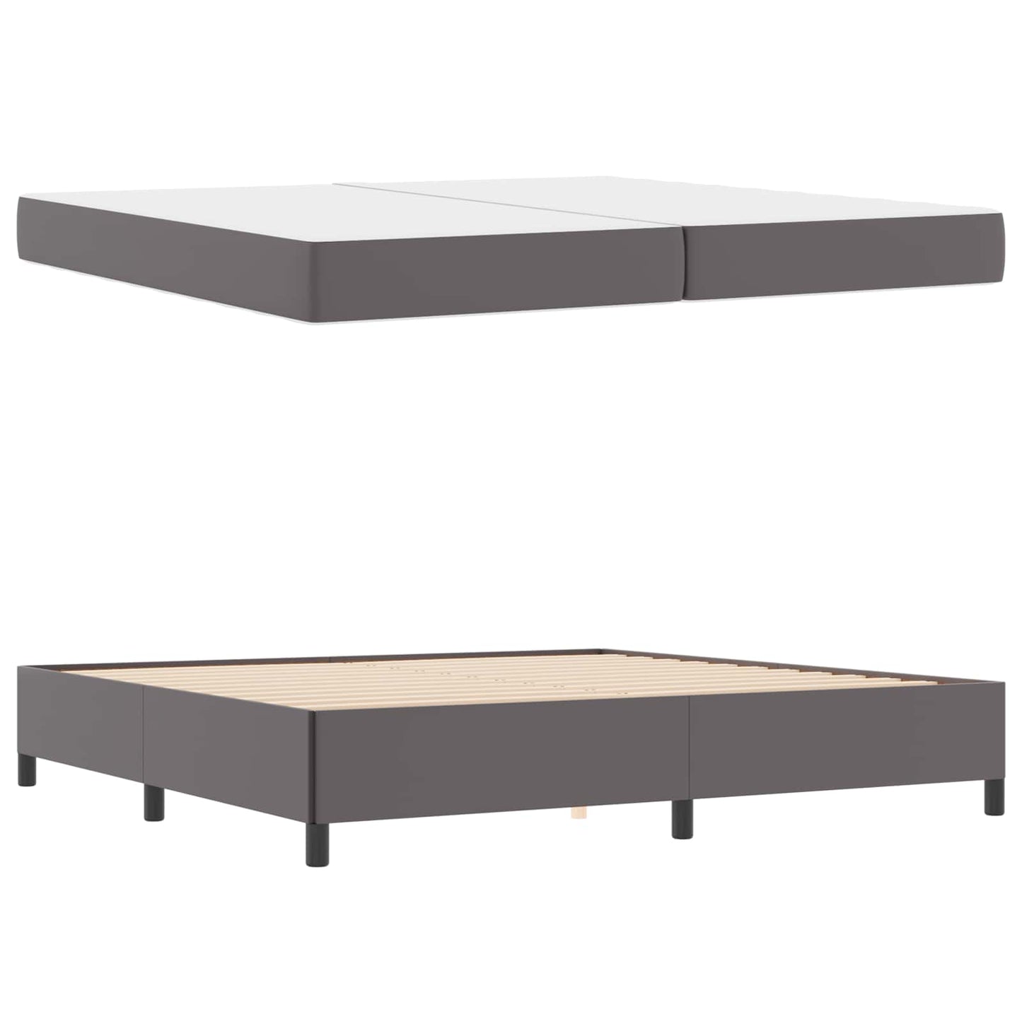 Struttura del letto con materasso Grigio 200 x 200 cm Tessuto | homemem39