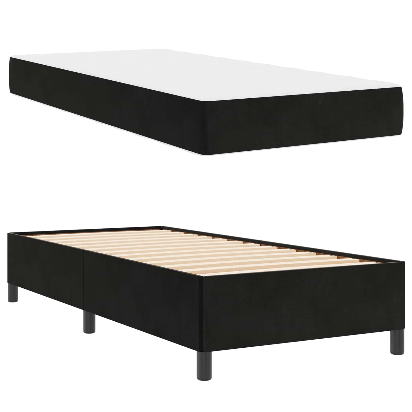 Struttura del letto con materasso Nero 80 x 200 cm Tessuto | homemem39