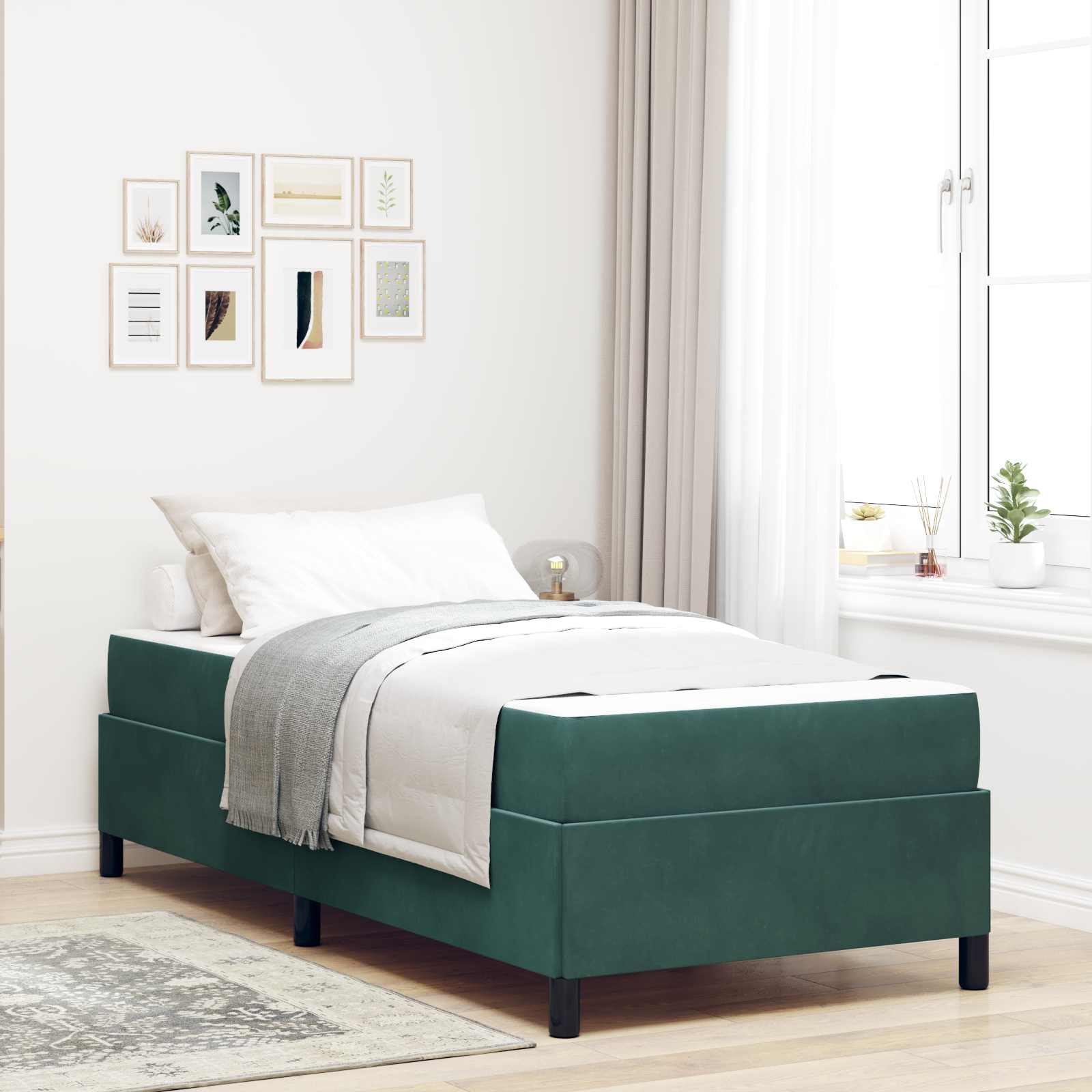 Struttura del letto Verde Scuro 90 x 190 cm Tessuto | homemem39