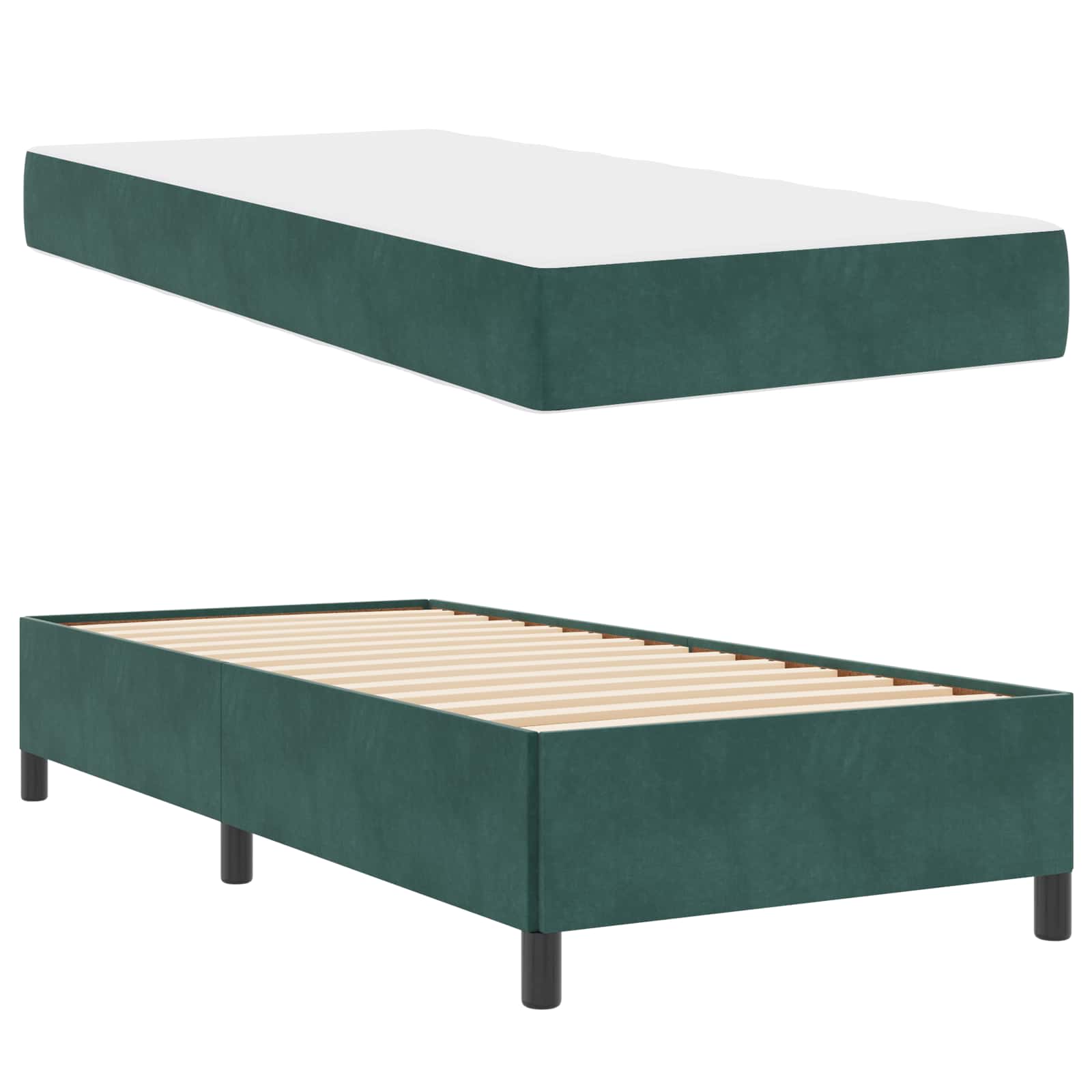 Struttura del letto Verde Scuro 90 x 200 cm Tessuto | homemem39