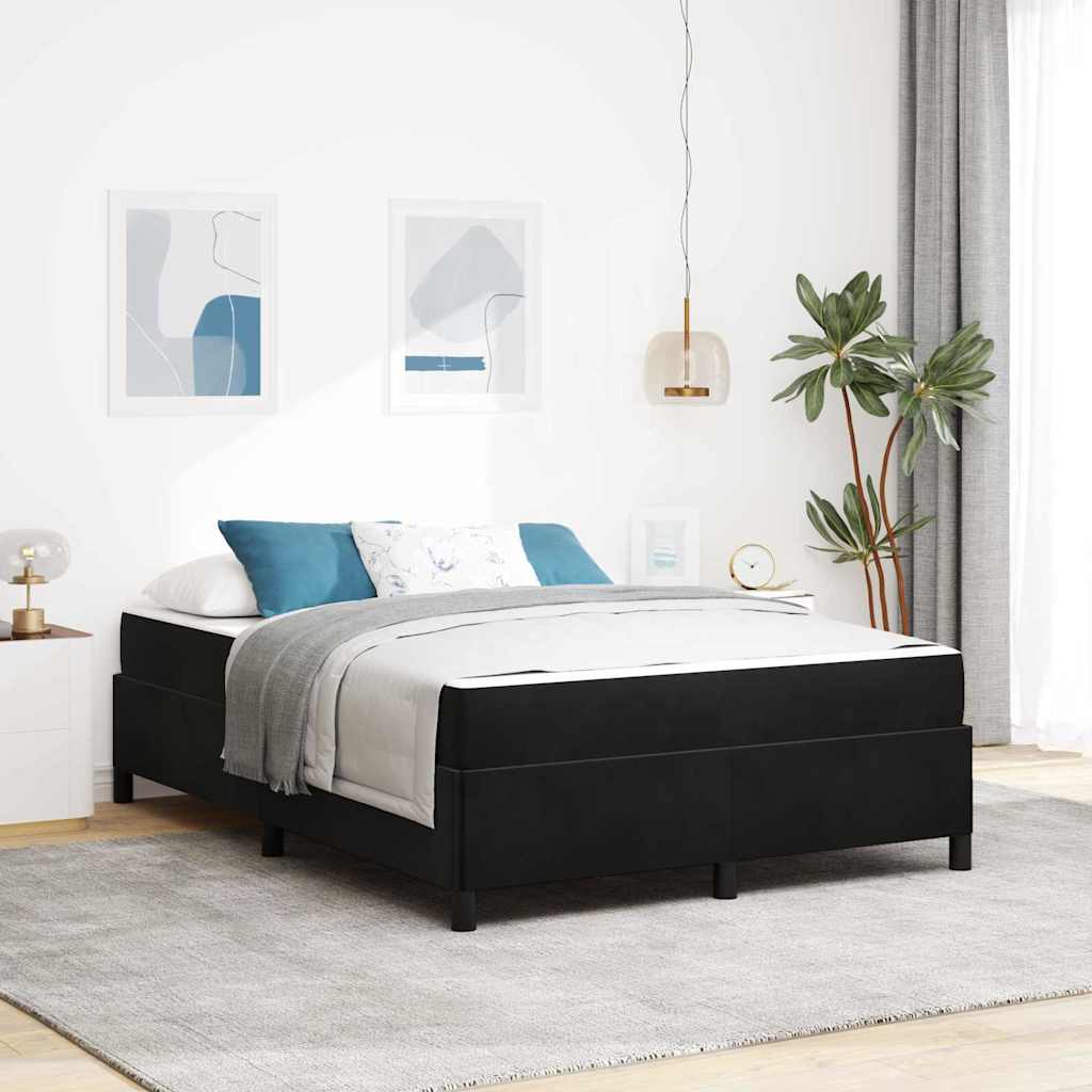 Struttura del letto con materasso Nero 140 x 190 cm Tessuto | homemem39