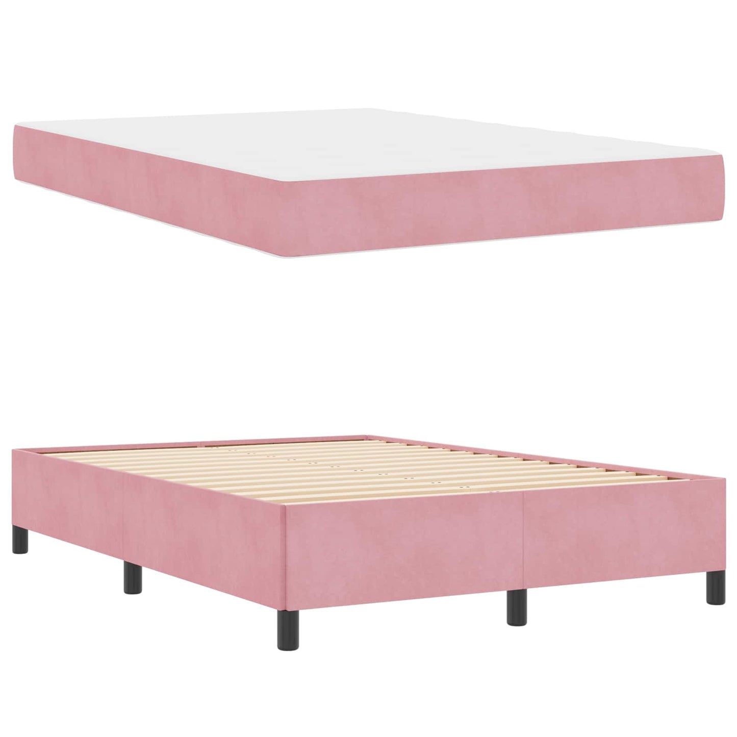 Struttura del letto con materasso Rosa 160 x 200 cm Tessuto | homemem39