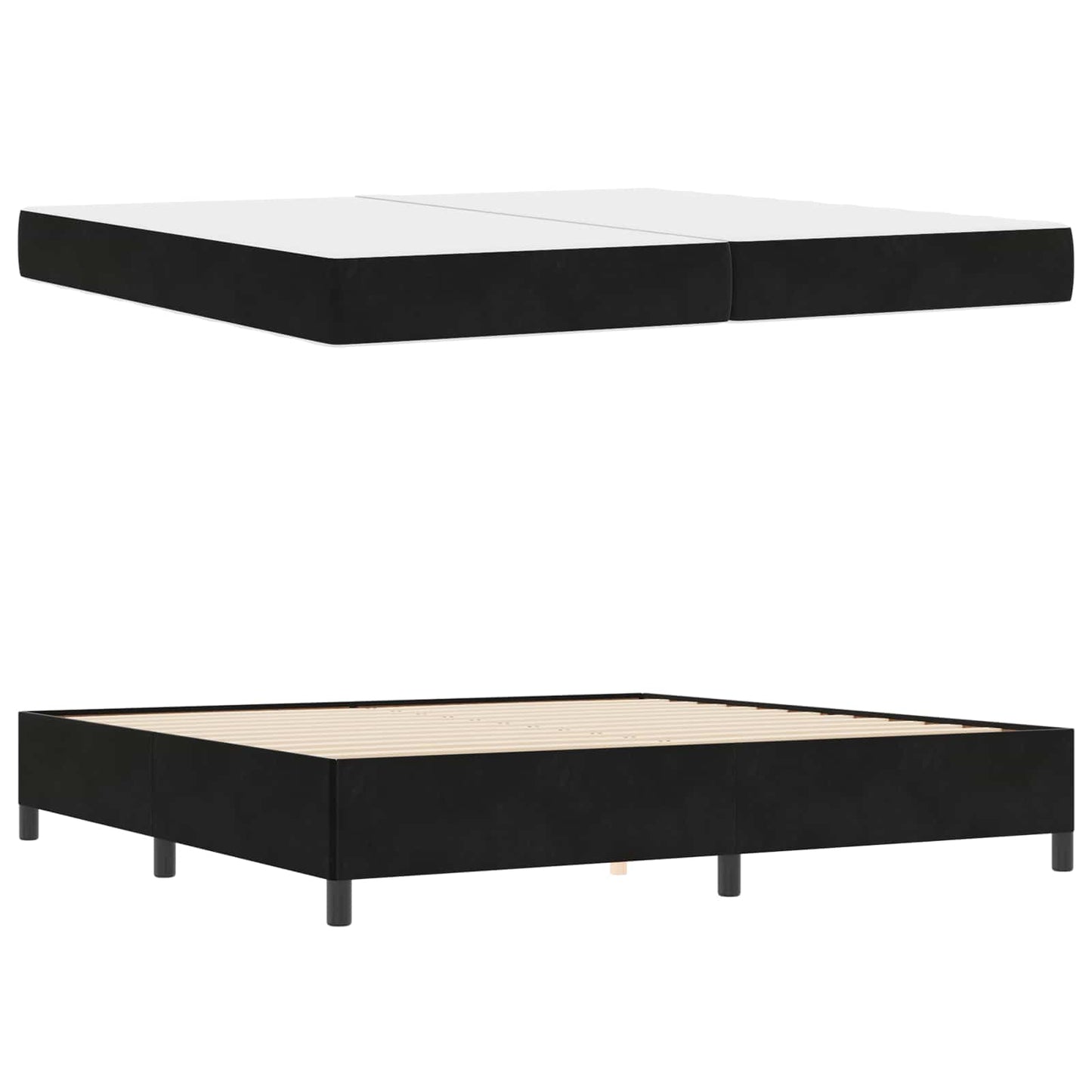 Struttura del letto con materasso Nero 200 x 200 cm Tessuto | homemem39