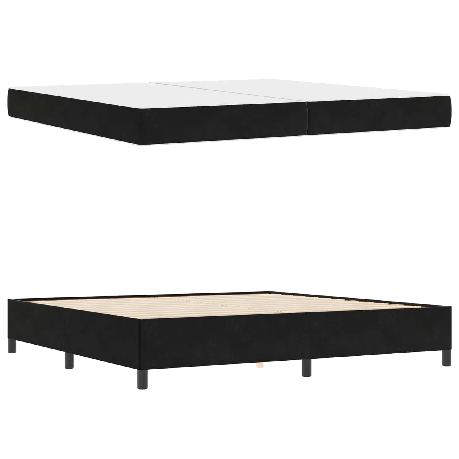 Struttura del letto con materasso Nero 200 x 200 cm Tessuto | homemem39