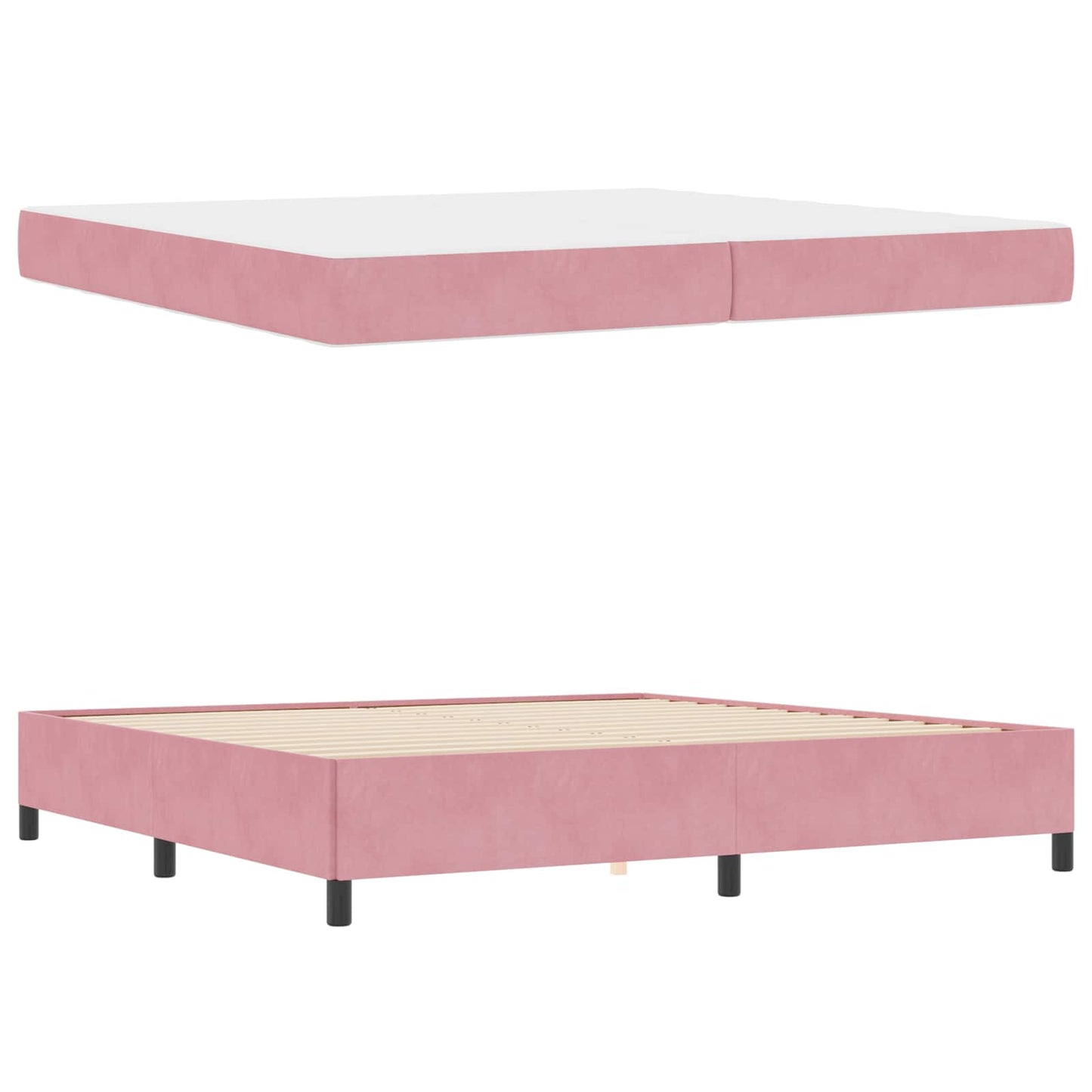 Struttura del letto con materasso Rosa 200 x 200 cm Tessuto