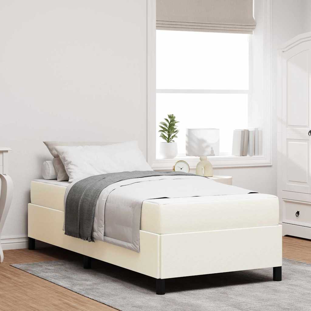 Struttura del letto con materasso Crema 100 x 200 cm Tessuto | homemem39