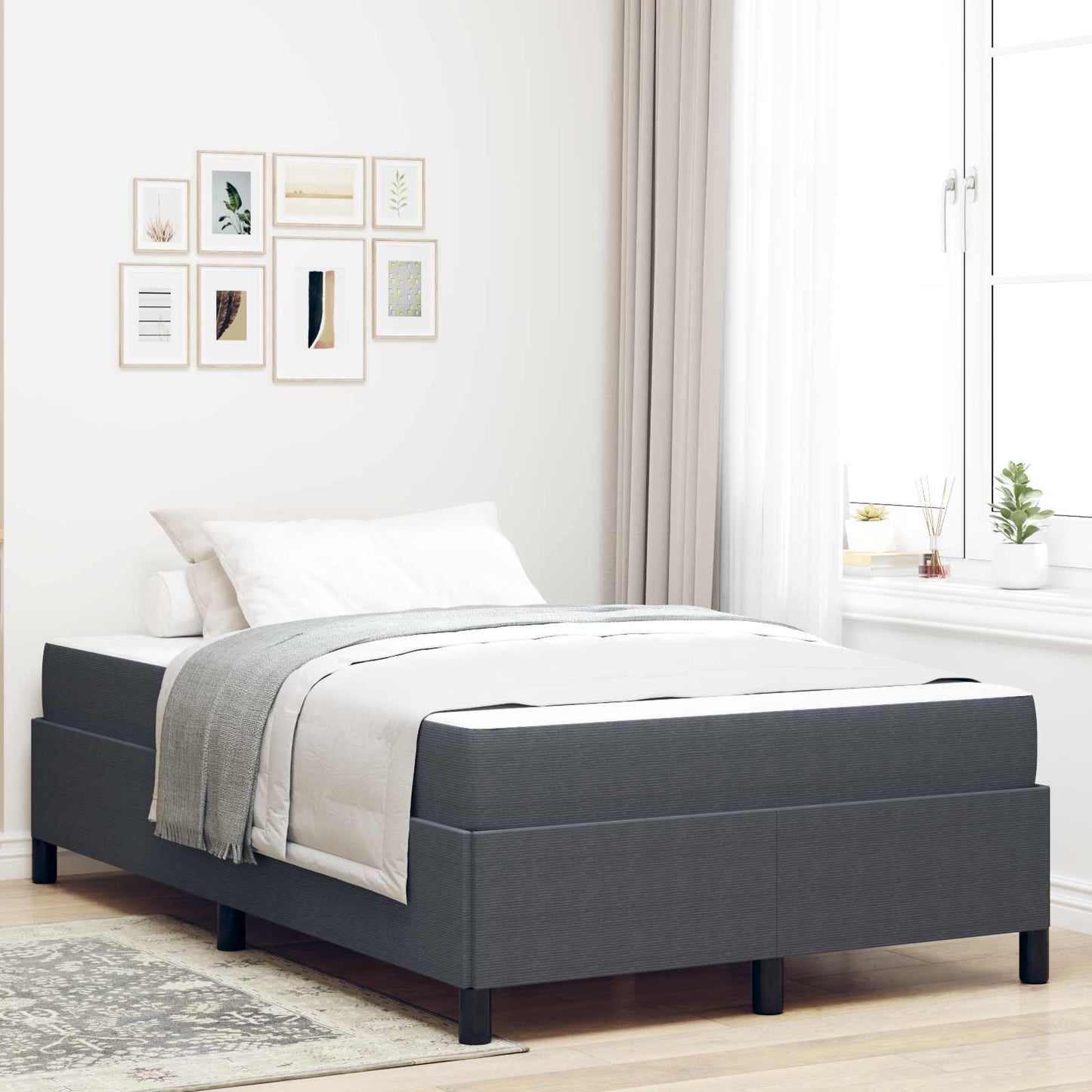 Struttura del letto Grigio scuro 120 x 190 cm Tessuto | homemem39