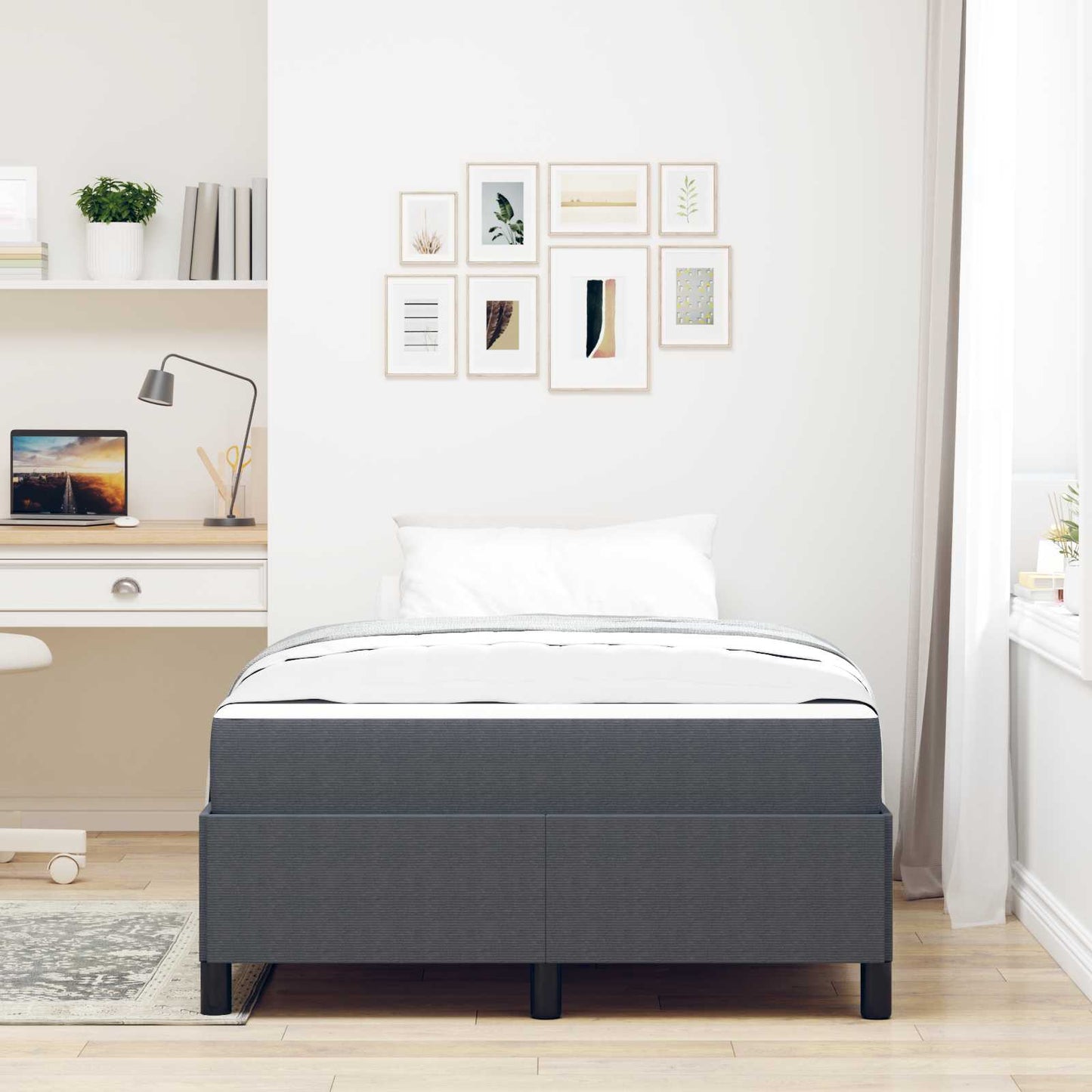 Struttura del letto Grigio scuro 120 x 190 cm Tessuto | homemem39