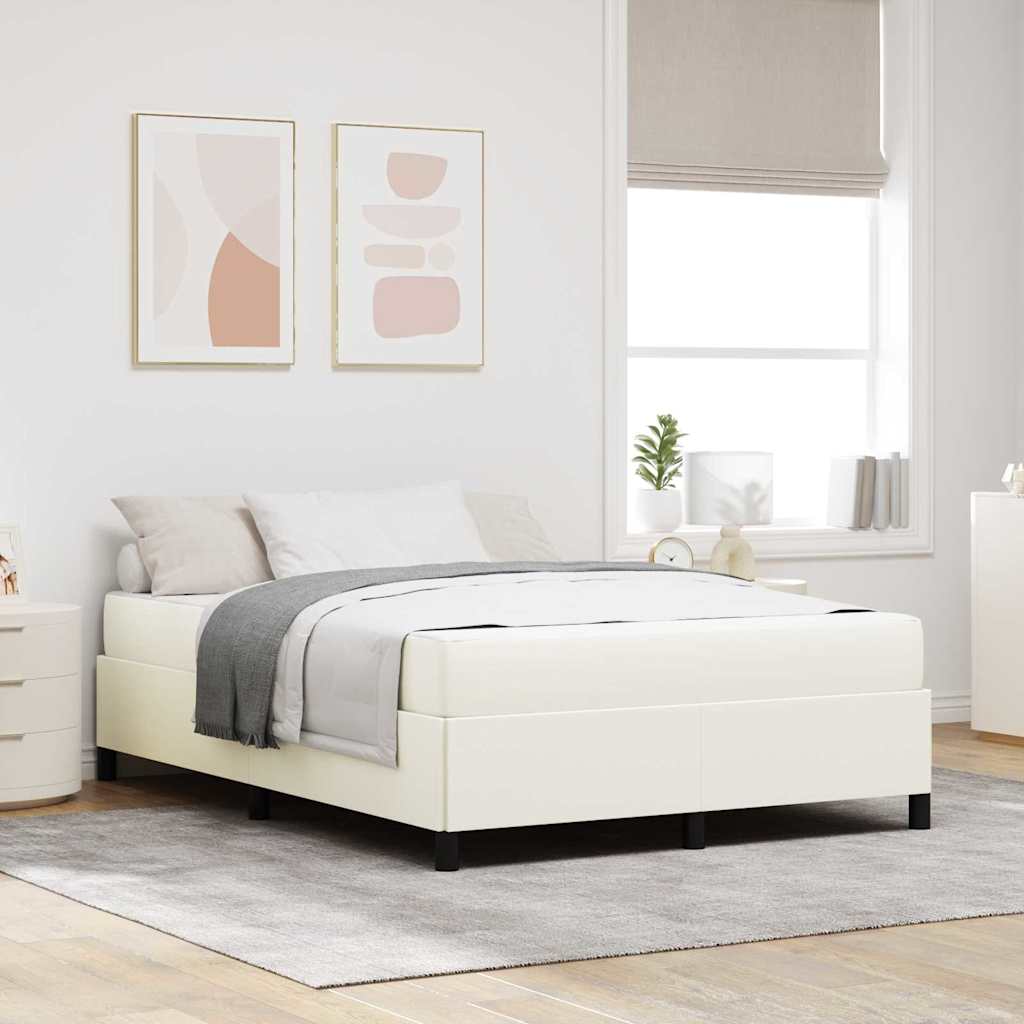 Struttura del letto con materasso Crema 140 x 190 cm Tessuto | homemem39