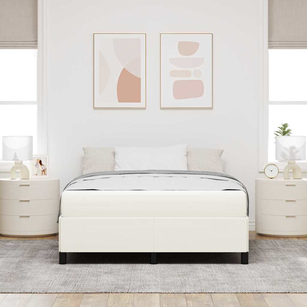 Struttura del letto con materasso Crema 140 x 190 cm Tessuto | homemem39