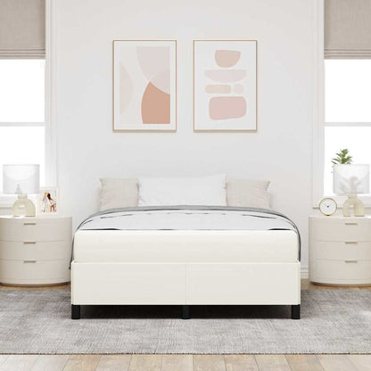 Struttura del letto con materasso Crema 140 x 190 cm Tessuto | homemem39
