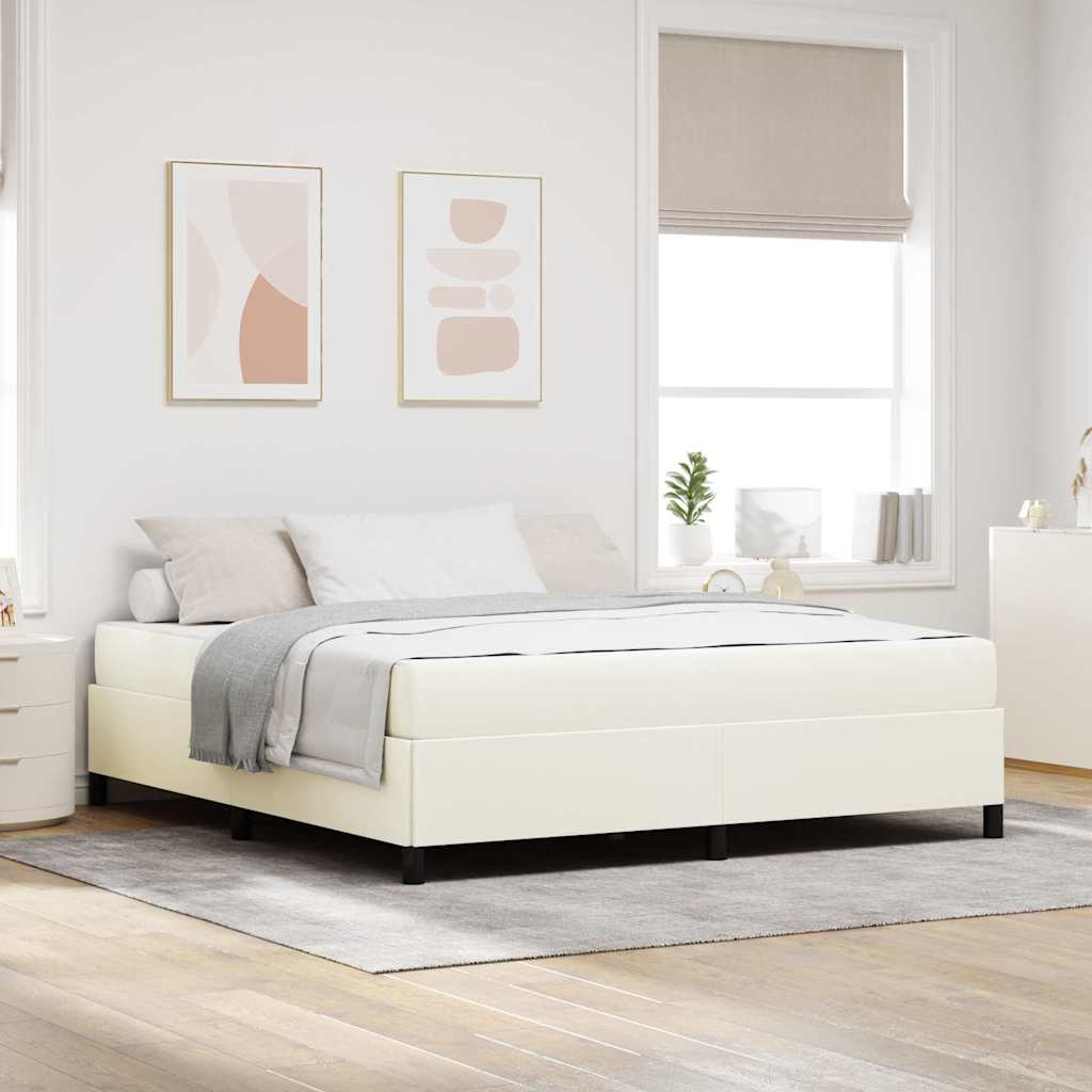 Struttura del letto con materasso Crema 180 x 200 cm Tessuto | homemem39