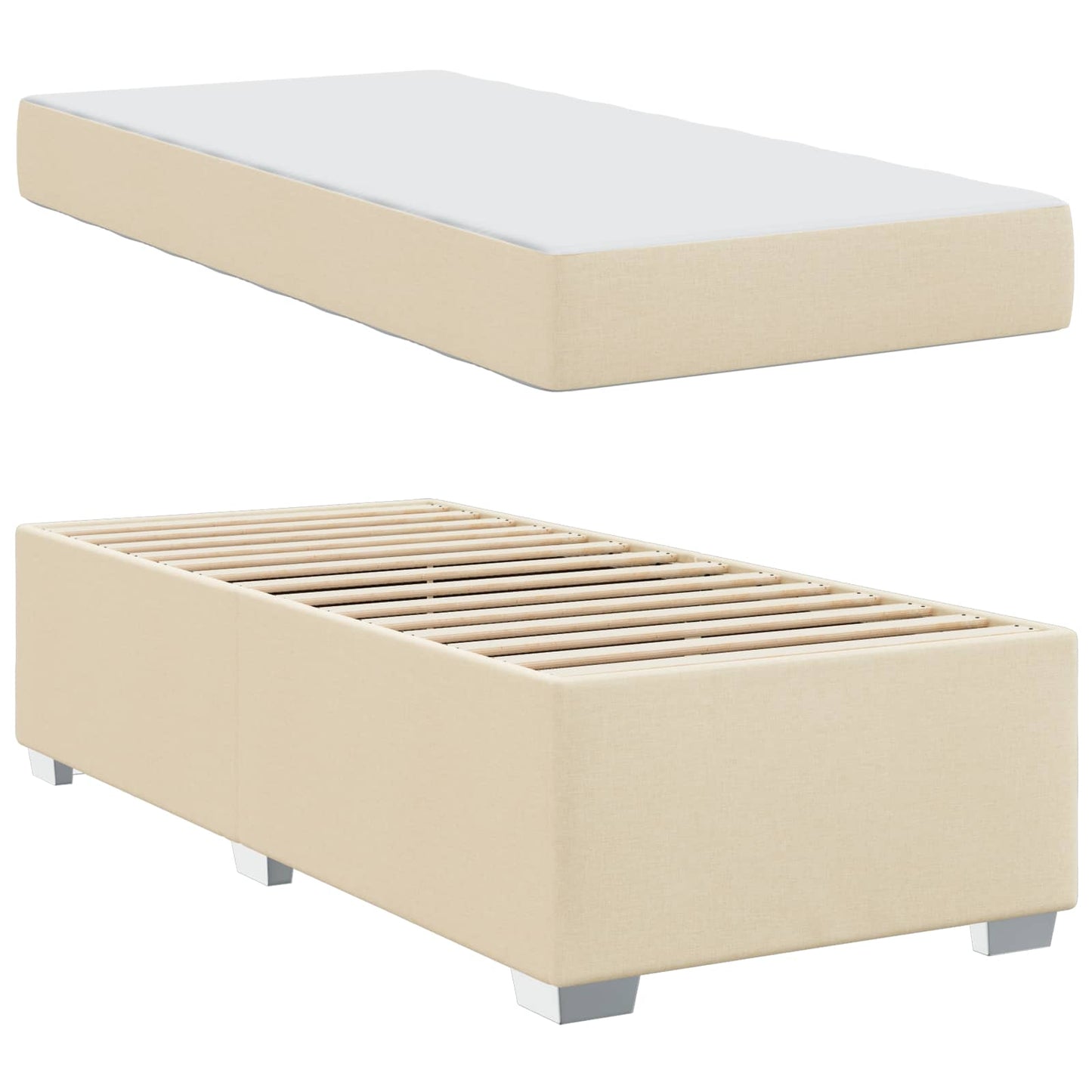 Struttura del letto con materasso Crema 90 x 190 cm Tessuto | homemem39