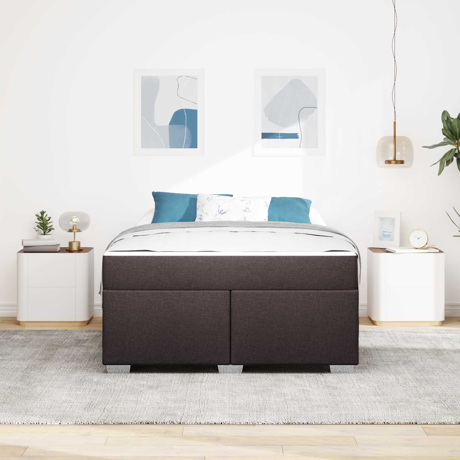 Struttura del letto Marrone Scuro 160 x 200 cm Tessuto | homemem39