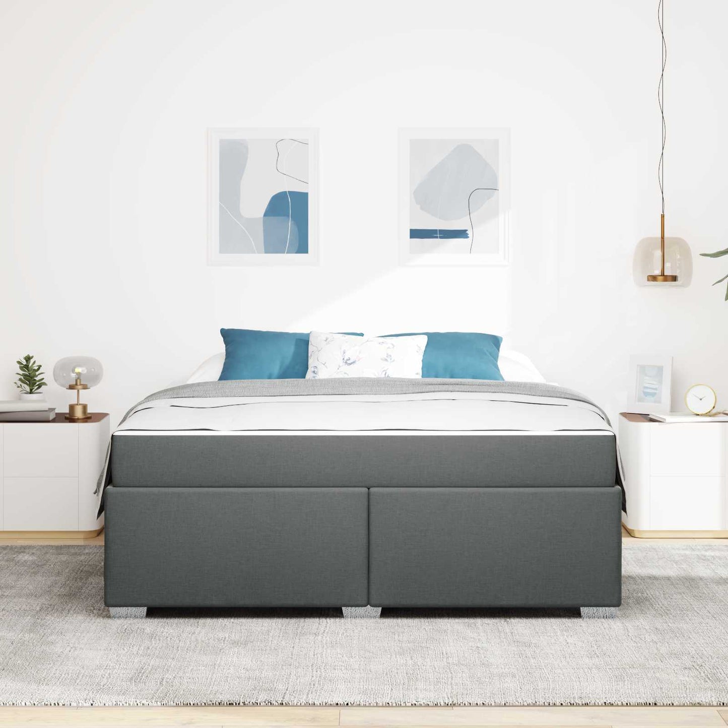 Struttura del letto Grigio scuro 180 x 200 cm Tessuto | homemem39