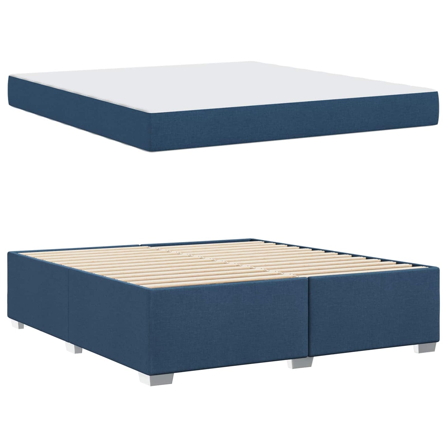 Struttura del letto con materasso Blu 180 x 200 cm Tessuto | homemem39