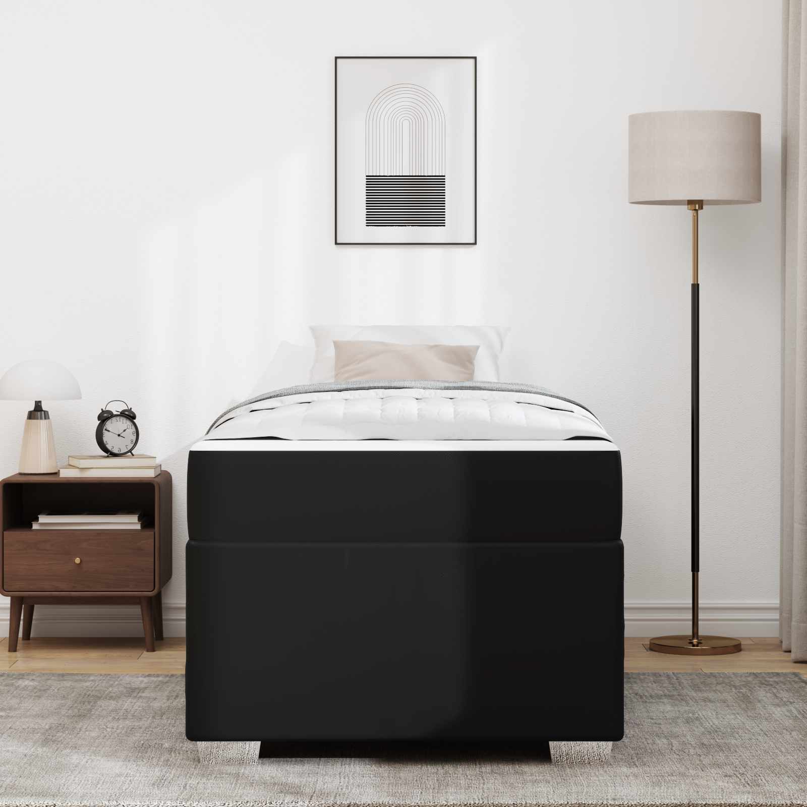 Struttura del letto con materasso Nero 100 x 200 cm Tessuto | homemem39