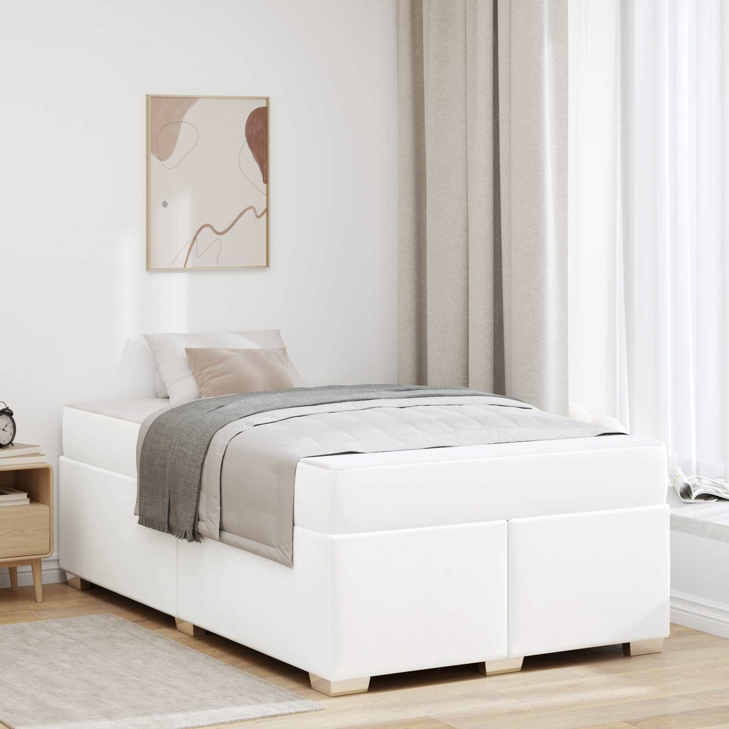 Struttura del letto con materasso Bianco 120 x 190 cm Tessuto | homemem39