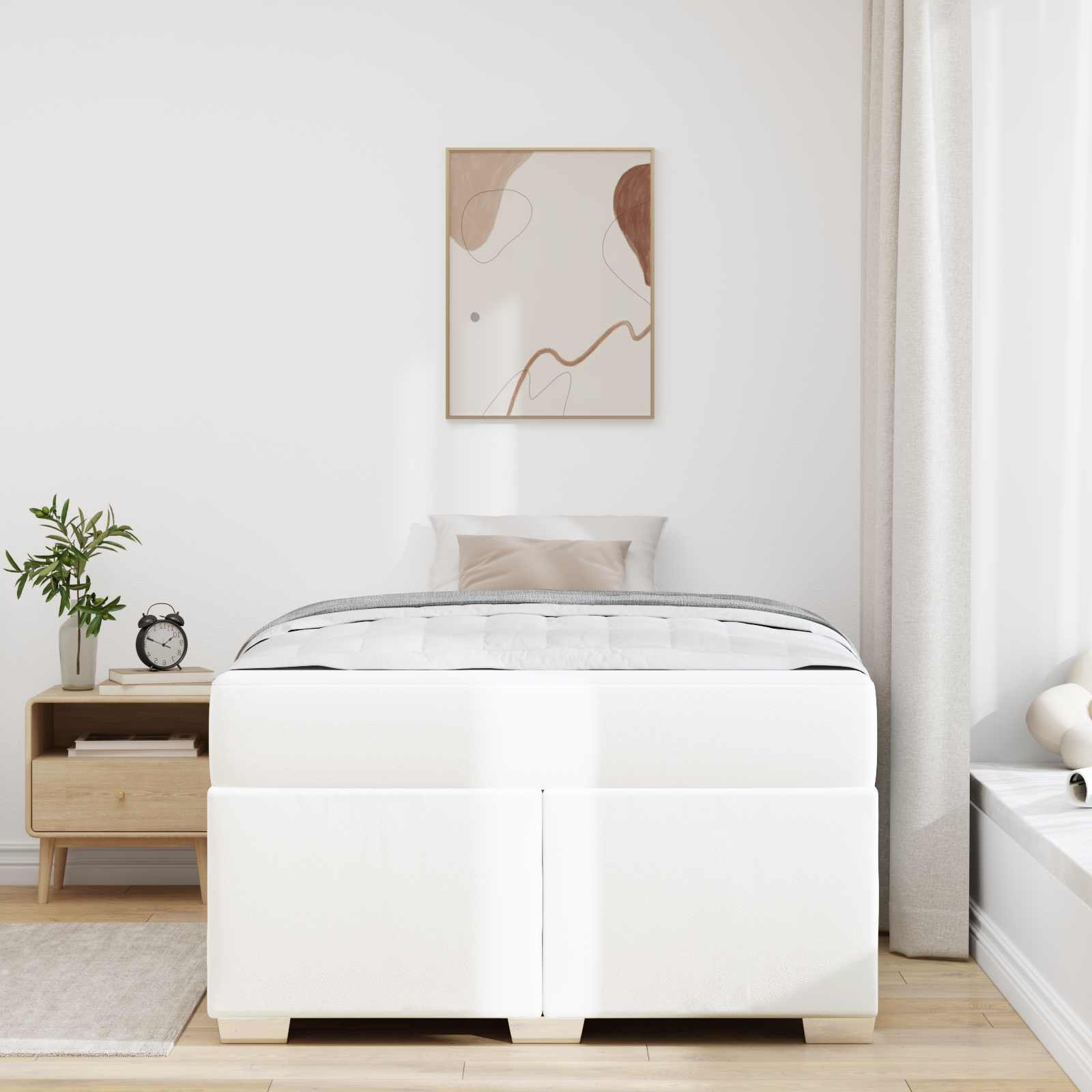 Struttura del letto con materasso Bianco 120 x 190 cm Tessuto | homemem39