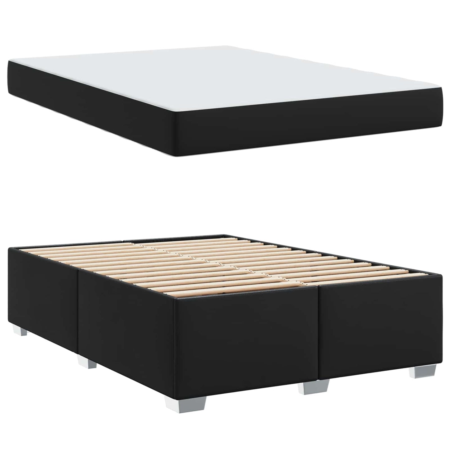 Struttura del letto con materasso Nero 160 x 200 cm Tessuto | homemem39