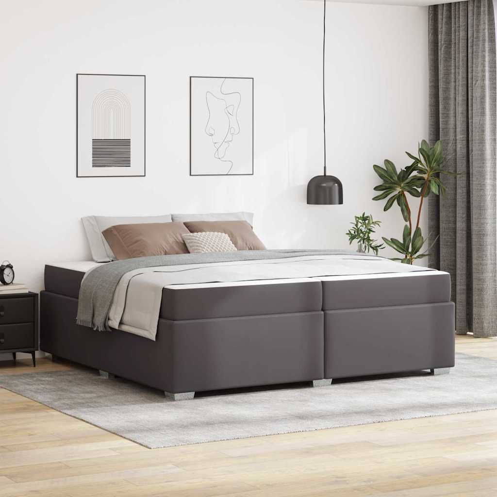 Struttura del letto con materasso Grigio 200 x 200 cm Tessuto | homemem39
