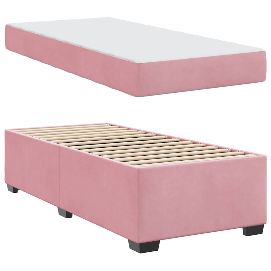 Struttura del letto con materasso Rosa 80 x 200 cm Tessuto | homemem39