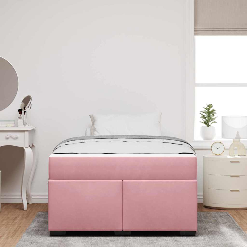 Struttura del letto con materasso Rosa 120 x 190 cm Tessuto