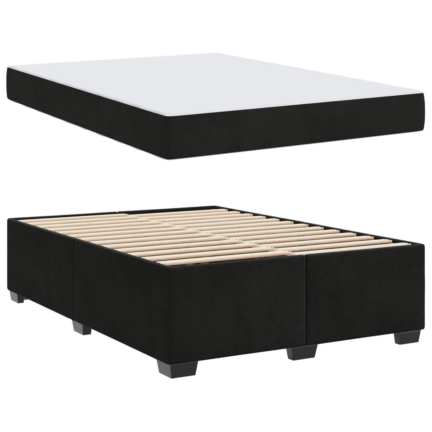 Struttura del letto con materasso Nero 140 x 200 cm Tessuto | homemem39