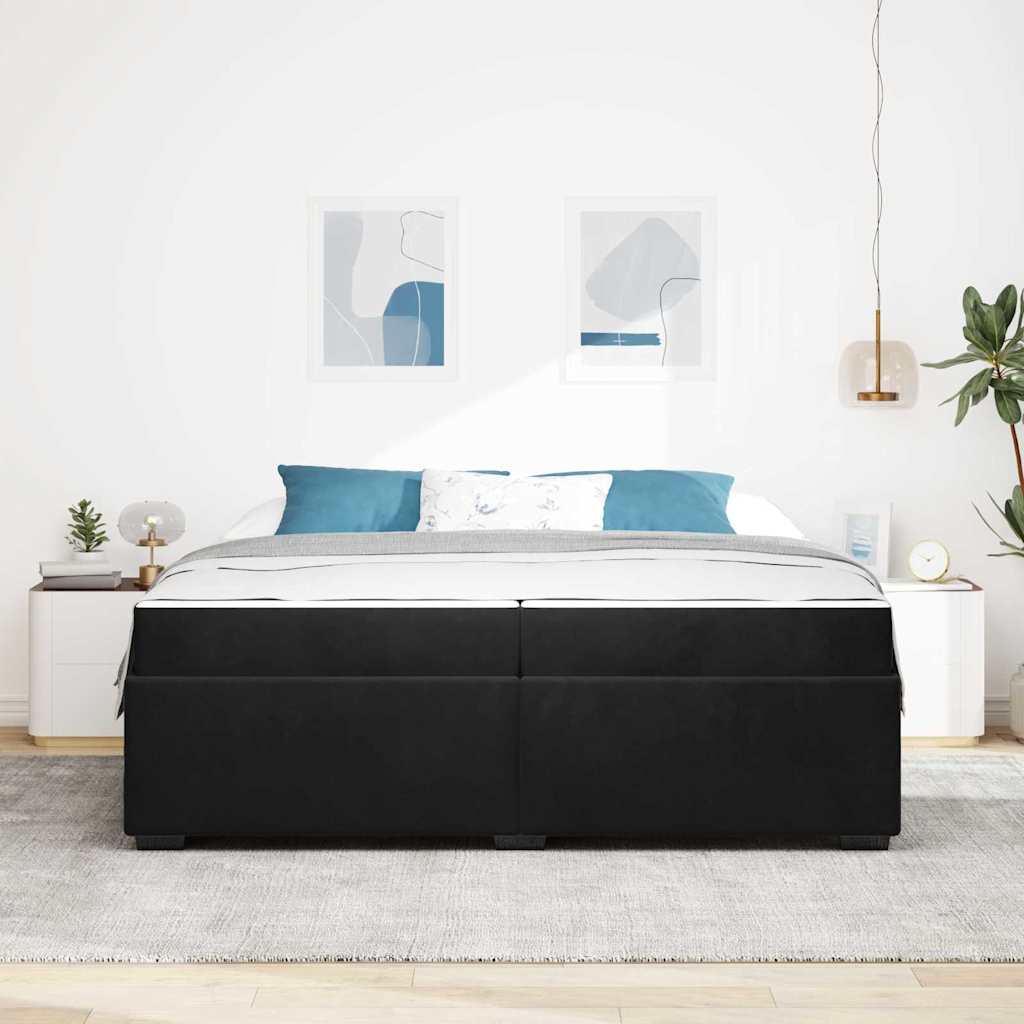 Struttura del letto con materasso Nero 200 x 200 cm Tessuto | homemem39