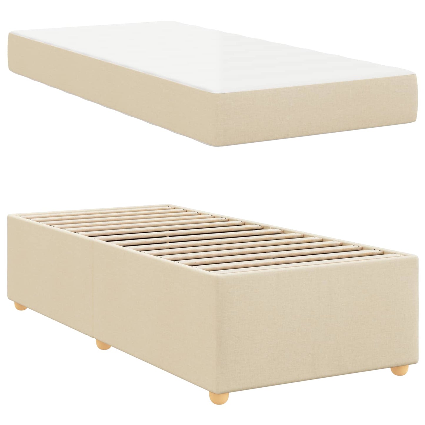 Struttura del letto con materasso Crema 80 x 200 cm Tessuto | homemem39