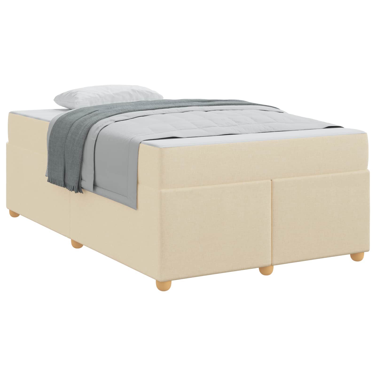 Struttura del letto con materasso Crema 120 x 190 cm Tessuto | homemem39