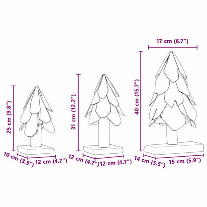 Albero di Natale 3 pcs Marrone Legno massello di teak