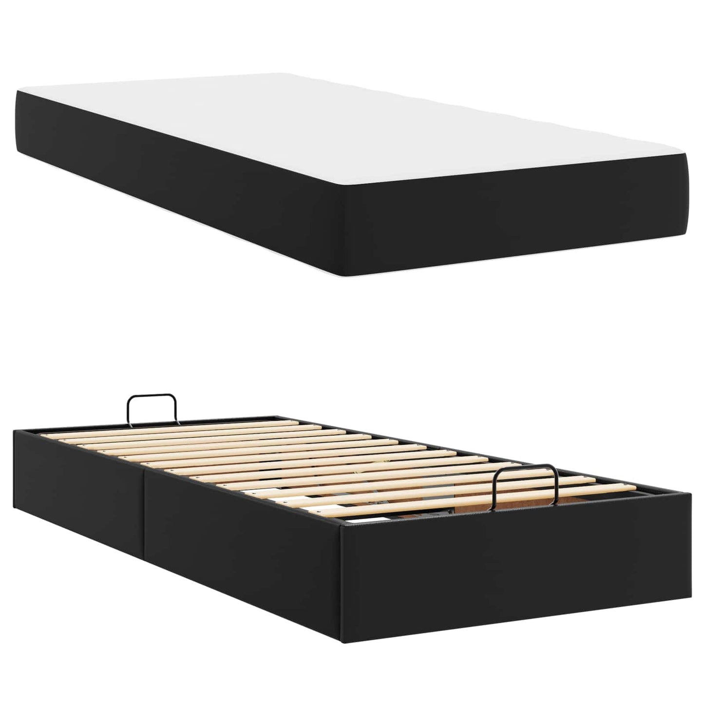 Struttura letto con materasso con materasso 2 pcs Nero PVC