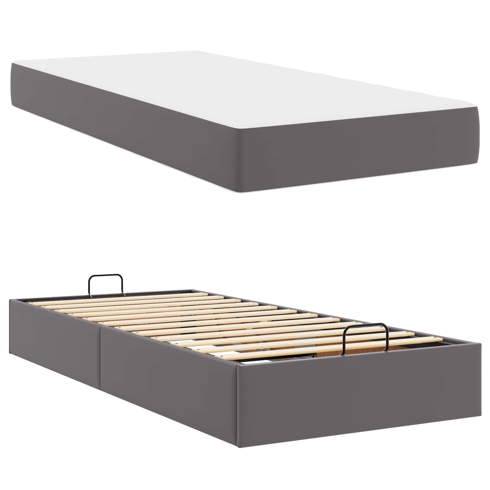 Struttura letto con materasso Altro 2 pcs Grigio PVC | homemem39