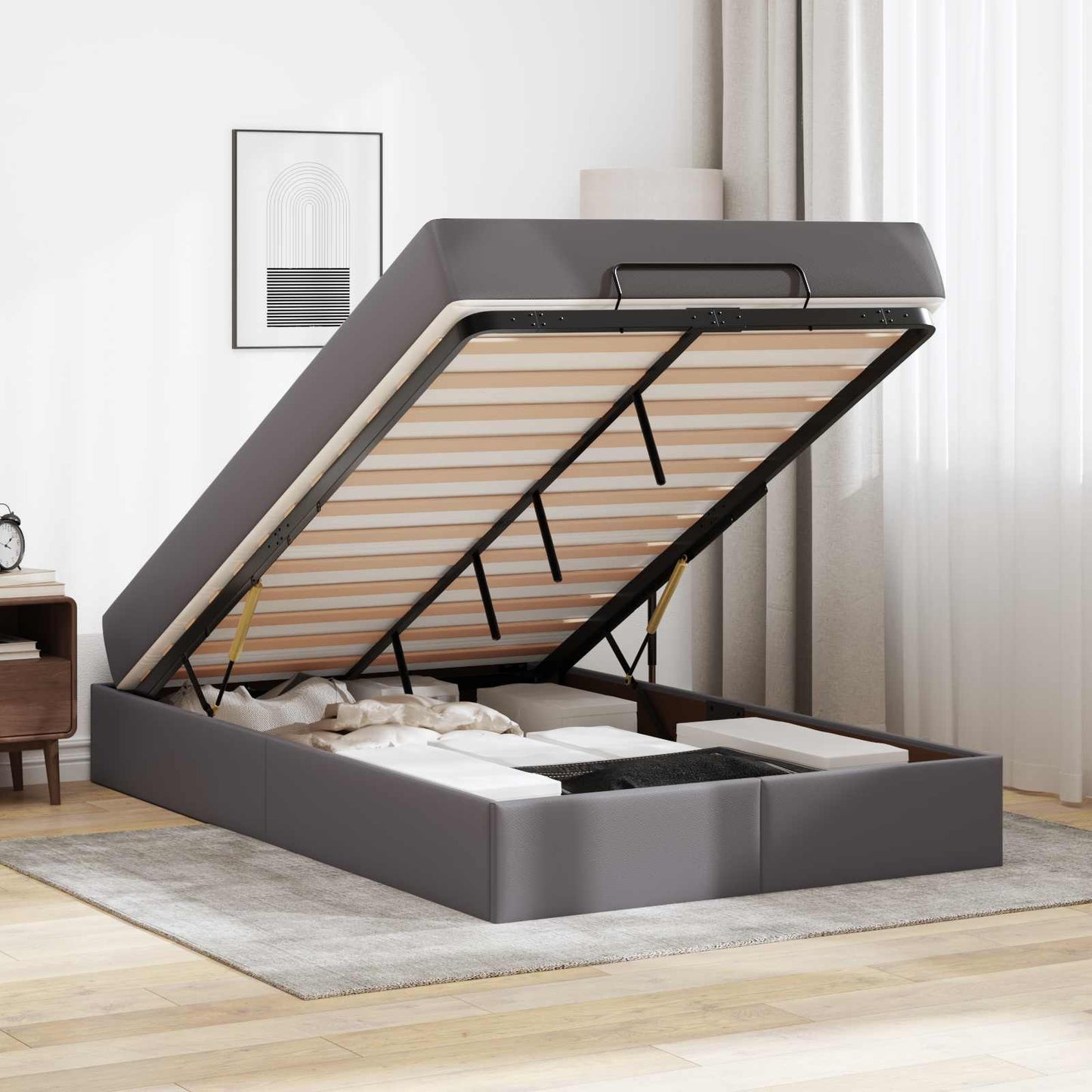 Struttura letto con materasso Altro 2 pcs Grigio PVC | homemem39