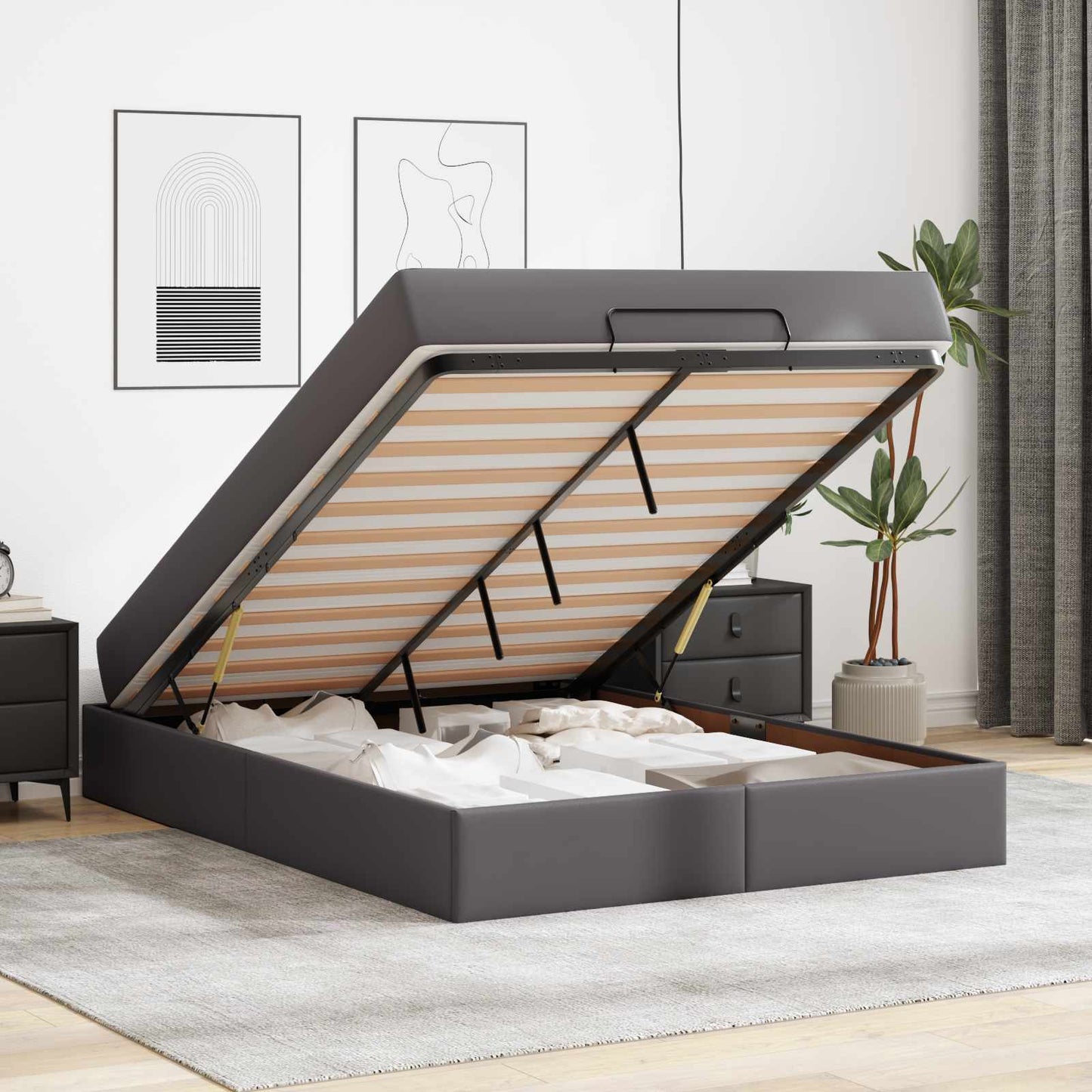 Struttura letto con materasso Altro 2 pcs Grigio PVC | homemem39