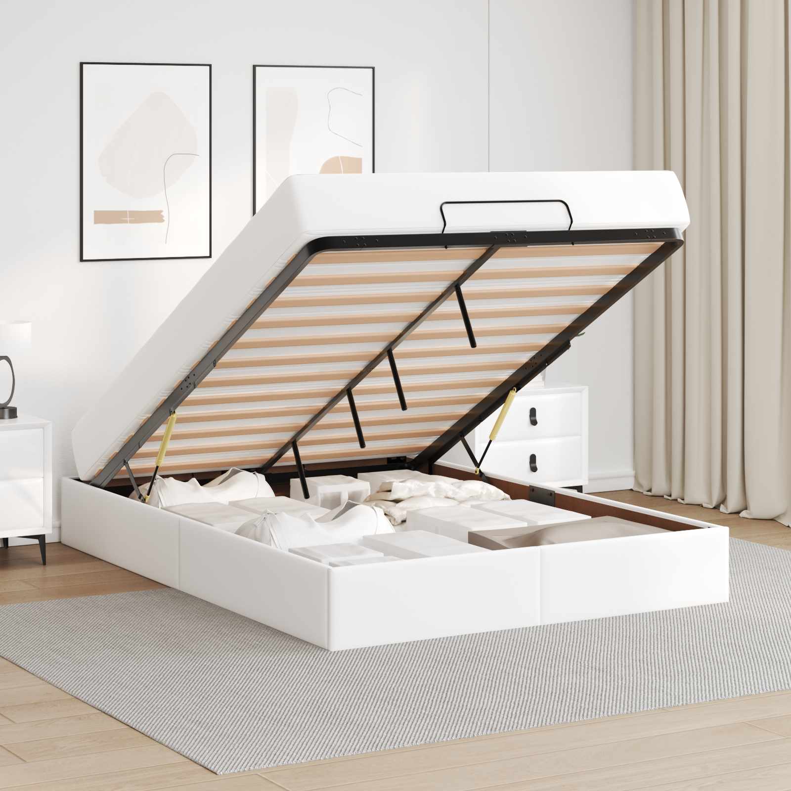Struttura letto con materasso Altro 2 pcs Bianco PVC | homemem39