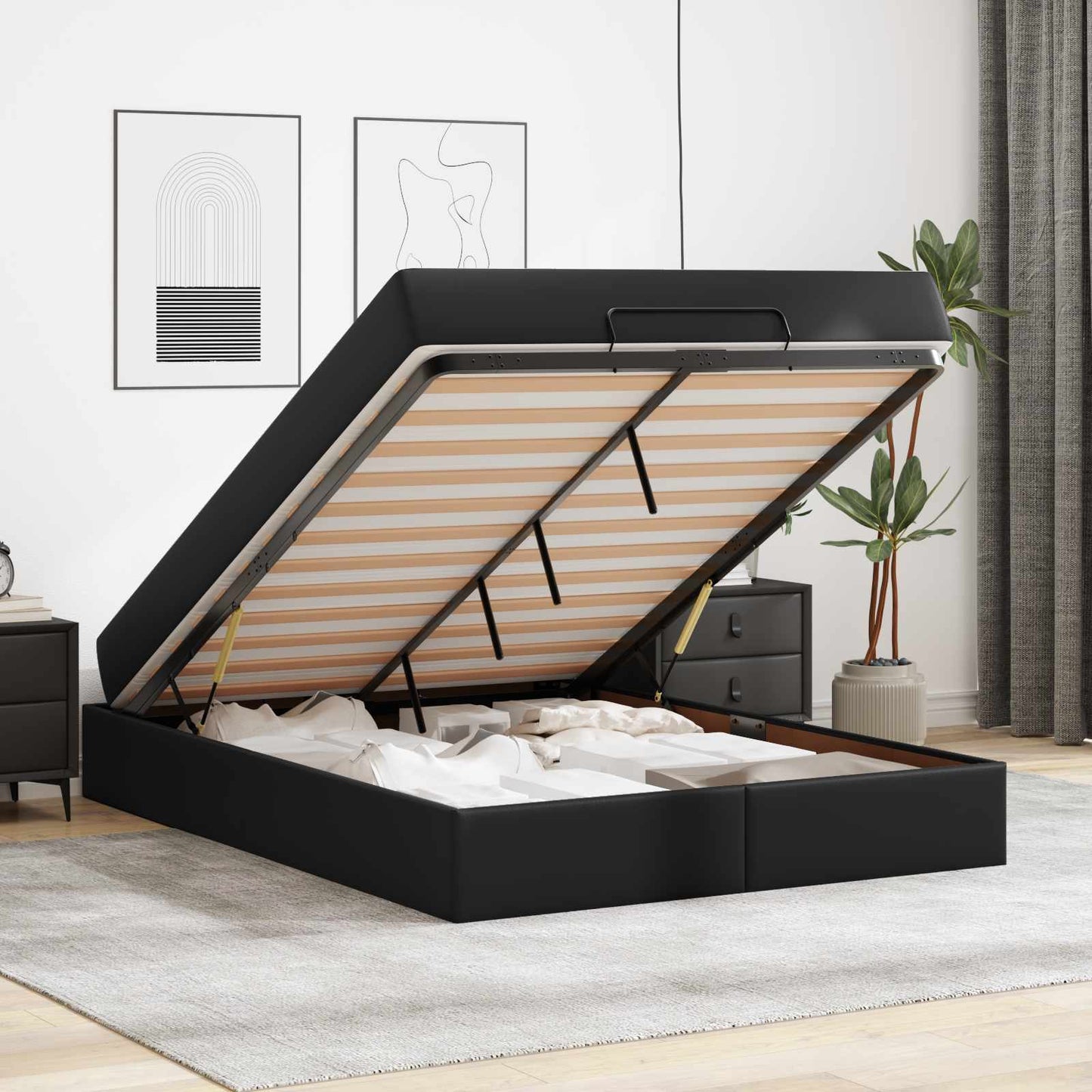 Struttura letto con materasso Altro 2 pcs Nero PVC | homemem39